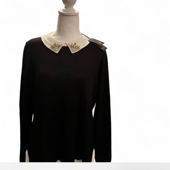 SALE🛍️Adrianna Papell Black and White Blouse duo with Embellished Collar. Y2K! - Picture 3 of 12